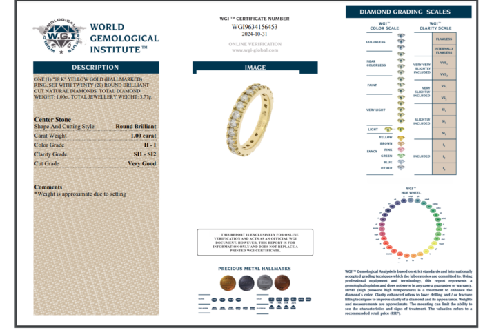 Yellow Gold Round Eternity Ring - 1.00ct-14636