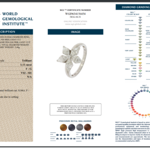White Gold Flower Diamond Trilliant Cut Ring - 1.11ct-14638