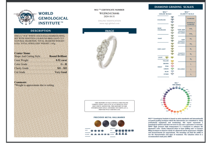 White Gold Round Cut Diamond Ring - 0.52ct-14640