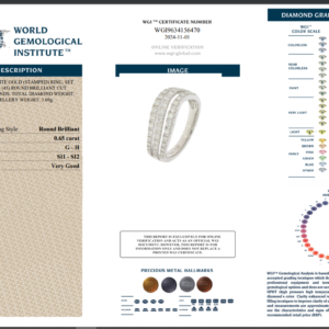 White Gold Round Brilliant Diamond Ring - 0.65ct-14631