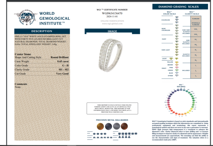 White Gold Round Brilliant Diamond Ring - 0.65ct-14631