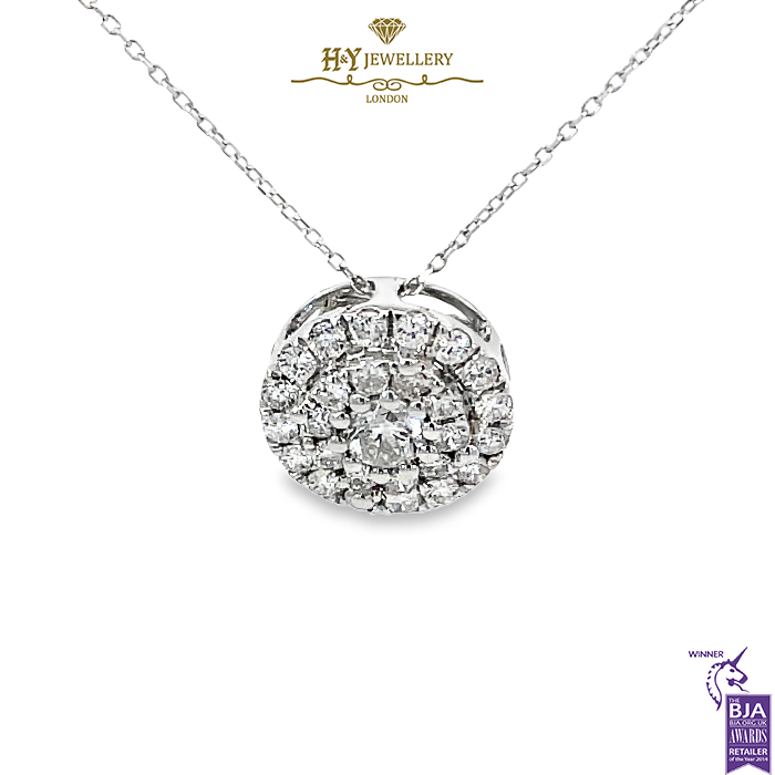 White Gold Pendant Round Cut - 0.90ct-0
