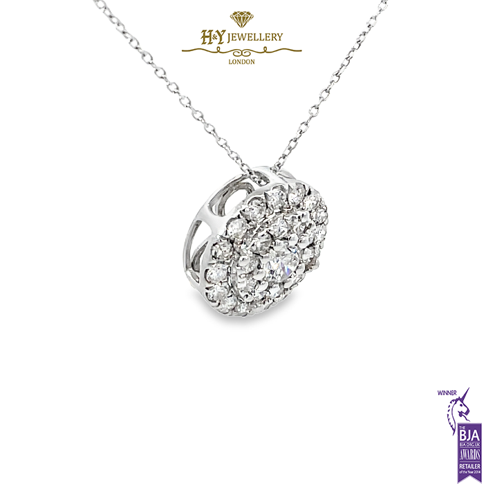 White Gold Pendant Round Cut - 0.90ct-14601