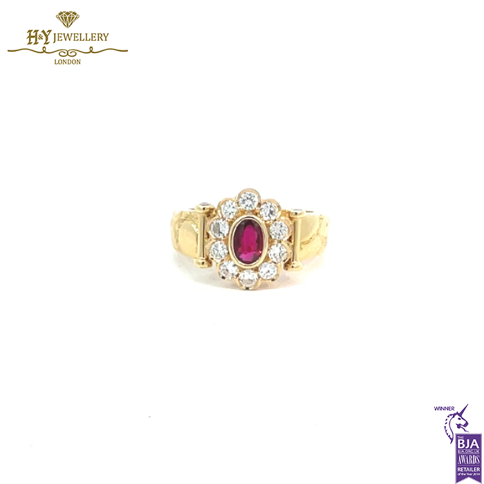 Oval Mixed Ruby Cut & Diamond Ring - 0.70ct-0