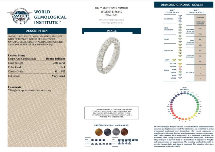 White Gold Round Cut Eternity Ring - 3.00ct-17194