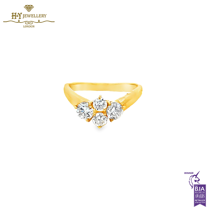 Yellow Gold Round Cut Diamond Ring - 1.00ct-0