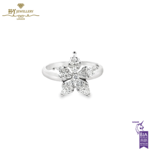 White Gold Flower Diamond Trilliant Cut Ring - 1.11ct-0