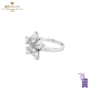 White Gold Flower Diamond Trilliant Cut Ring - 1.11ct-14587