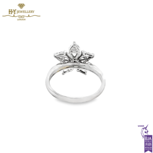 White Gold Flower Diamond Trilliant Cut Ring - 1.11ct-14588