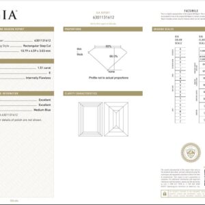 White Gold Rectangular Step Cut Ring set with Tapered Baguette Diamonds and a small Ruby - 2.40ct-16528