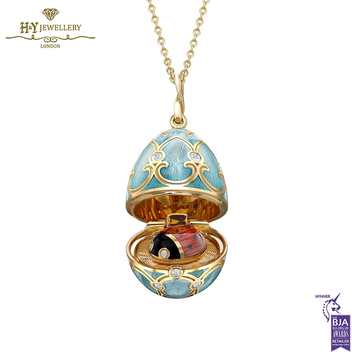 Fabergé Heritage Yellow Gold Diamond & Turquoise Guilloché Enamel Ladybird Surprise Locket-0