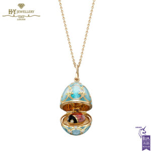 Fabergé Heritage Yellow Gold Diamond & Turquoise Guilloché Enamel Ladybird Surprise Locket-14836