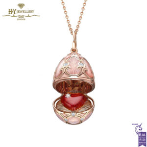 Fabergé Heritage Rose Gold Diamond & Pink Guilloché Enamel Heart Surprise Locket -0