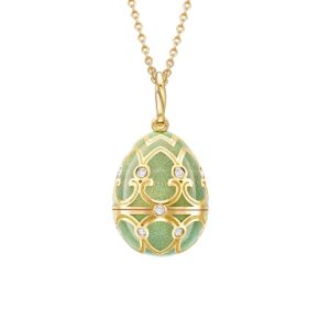 Heritage Yellow & White Gold Diamond & Green Guilloché Enamel Butterfly Surprise Locket-14872