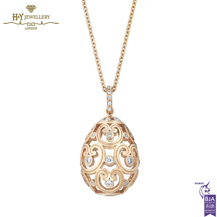 Fabergé Imperial Impératrice Rose Gold Diamond Set Egg Pendant-0