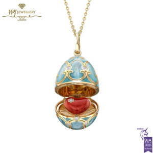 Fabergé Heritage Yellow Gold Diamond & Turquoise Guilloché Enamel Heart Surprise Locket-0