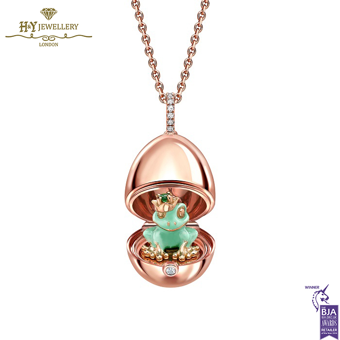 Fabergé Essence Rose Gold & Green Lacquer Frog Surprise Locket-0
