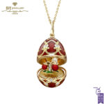 Heritage Yellow Gold Diamond & Red Guilloché Enamel Strawberry Surprise Locket-0