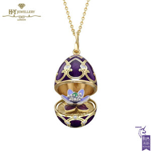 Heritage Yellow Gold Diamond & Purple Guilloché Enamel Anemone Surprise Locket-0