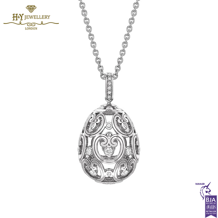 Fabergé Imperial Impératrice White Gold Diamond Set Egg Pendant-0