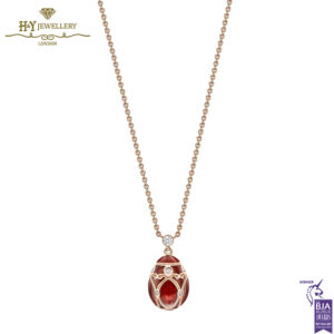 Heritage Yelagin Yellow Gold Diamond & Red Guilloché Enamel Petite Egg Pendant-14945
