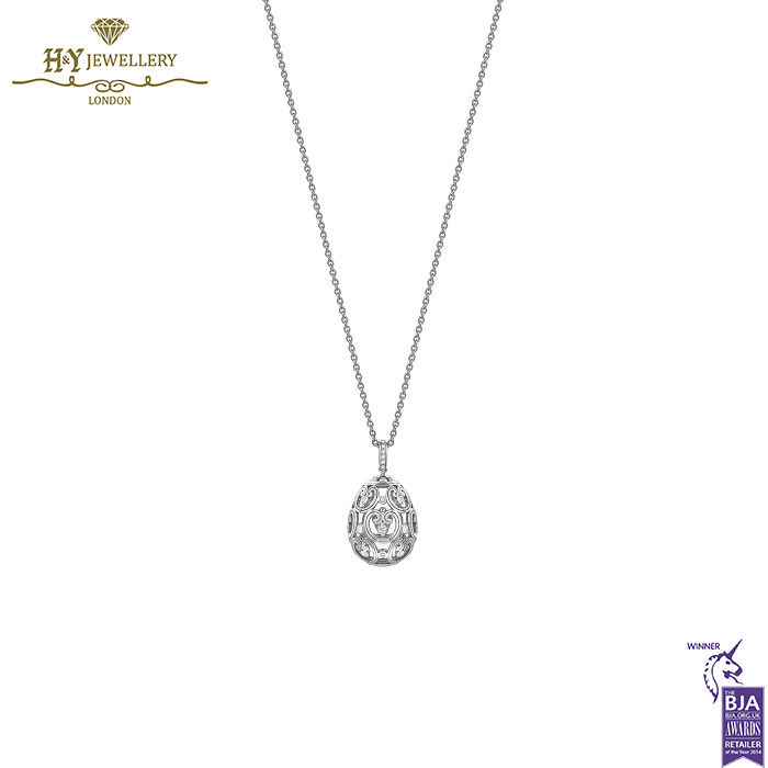 Fabergé Imperial Impératrice White Gold Diamond Set Egg Pendant-14921