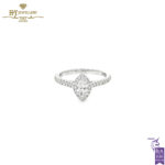 White Gold Marquise & Brilliant Cut White Diamond Ring - 0.58ct-0