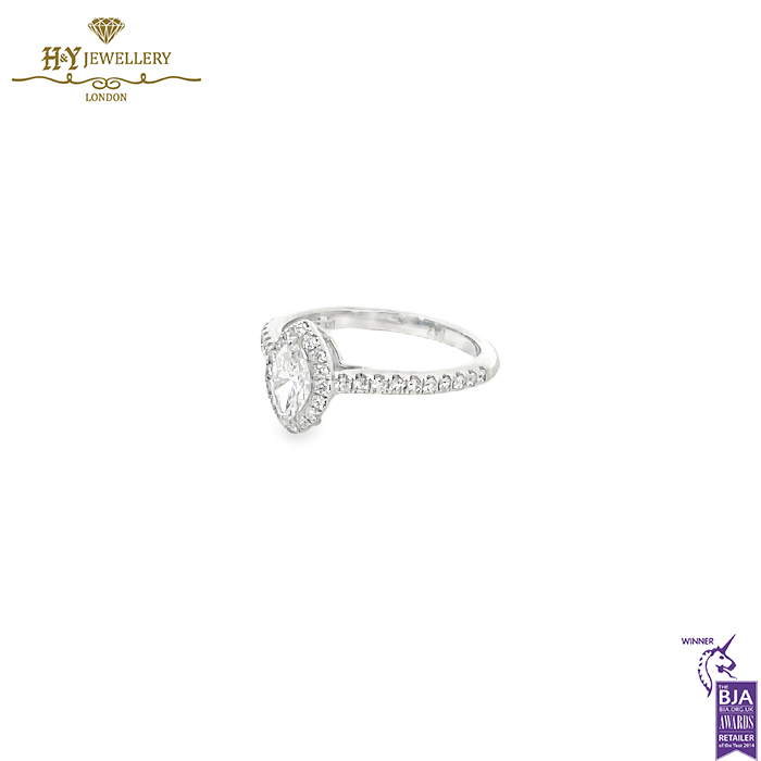 White Gold Marquise & Brilliant Cut White Diamond Ring - 0.58ct-14795