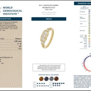 Yellow Gold Princess Diamond & Baguette Tapered Diamond Cut Ring - 1.14ct-16526