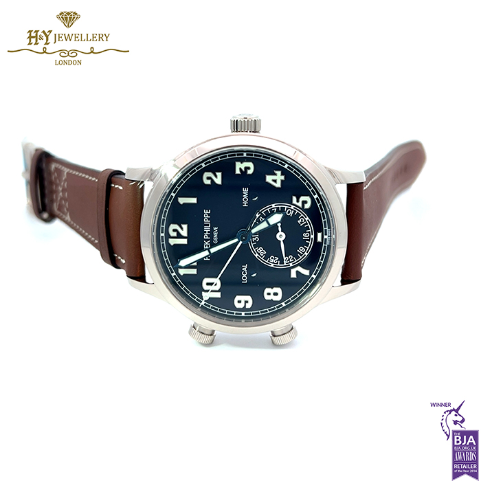 Patek Philippe Complications Calatrava Pilot Time White Gold {DISCONTINUED} - ref 5524G-001-15237