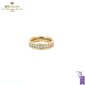 Yellow Gold Ring Set with Brilliant Cut Diamond Eternity Ring -1.35ct-0