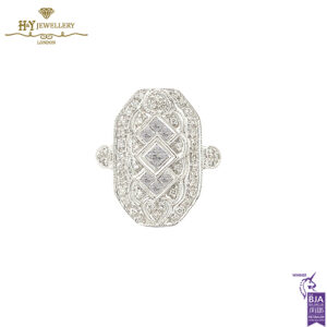 White Gold Round Brilliant & Princess Cut Ring - 0.47ct-0