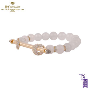 Ananya Chakra Bar Wristwear Rose Gold Crystal Quartz & Diamond Bead Moonstone - 1.21ct-16578