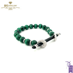 Ananya Chakra Bead Wristwear White Gold Black Onyx & Diamond & Malachite - 1.23ct-16582