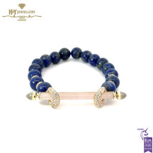 Ananya Chakra Bead Wristwear Rose Gold Crystal Quartz, Rose Quartz, Bead, Lapis & Diamond - 1.28ct-0