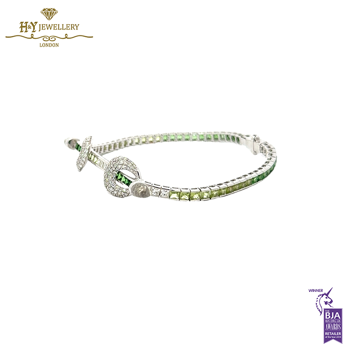 Ananya Chakra Tennis Ombré Wristwear White Gold , Tsavorite, Peridot, Crystal Quartz & Diamond - 1.62ct-16594