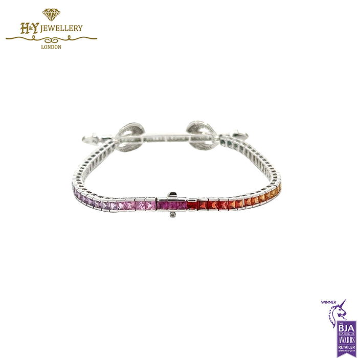 Ananya Chakra Tennis - Rainbow Wristwear White Gold , Sapphire, Crystal Quartz & Diamond - 2.09ct-16599