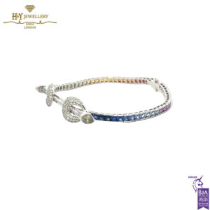 Ananya Chakra Tennis - Rainbow Wristwear White Gold , Sapphire, Crystal Quartz & Diamond - 2.09ct-16597
