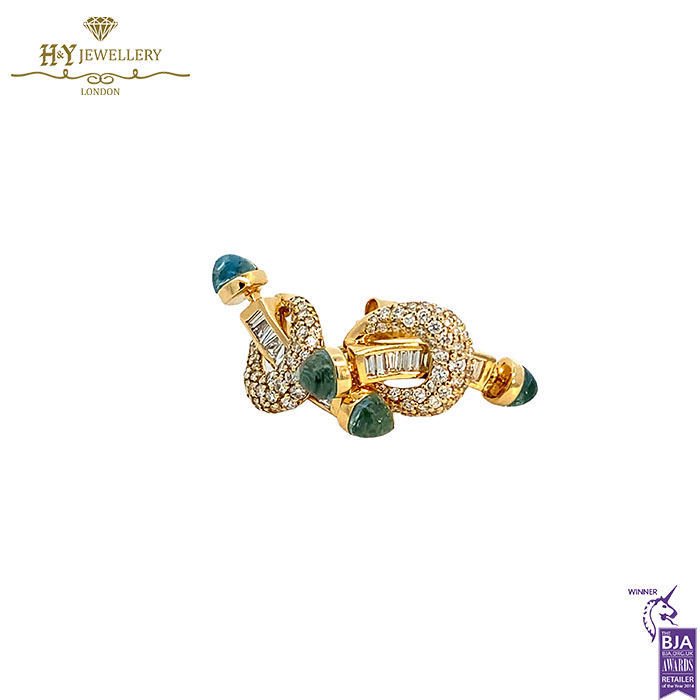 Ananya Chakra Bar Earring Yellow Gold Diamond & Blue Topaz - 2.60ct-17339