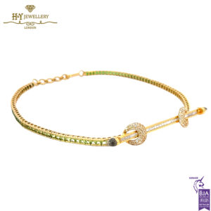 Ananya Chakra Ombré Tennis Necklace Yellow Gold, Crystal Quartz, Peridots, Tsavorites & Diamond - 2.29ct-16634