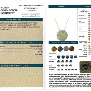 White Gold Round Brilliant Cut Diamond Pendant - 1.00ct-16683