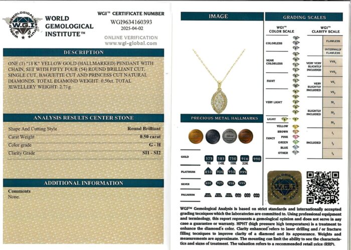 Yellow Gold Pendant with Mix cut Diamond 0.50ct-16684