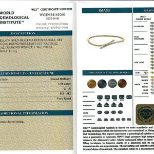 Yellow Gold Round Brilliant Cut Diamond Bangle - 1.50ct-17202