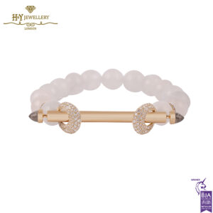 Ananya Chakra Bar Wristwear Rose Gold Crystal Quartz & Diamond Bead Moonstone - 1.21ct-0