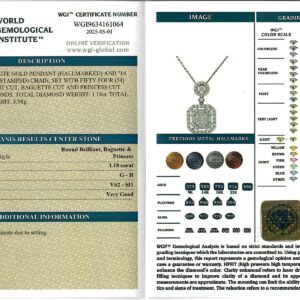 White Gold Round Brilliant & Princess Cut And Baguette Cut Pendant - 1.18ct-17215