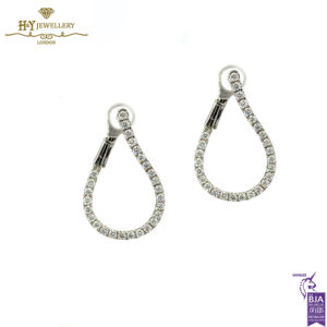 White Gold Brilliant Cut Diamond Earrings - 0.75ct-0