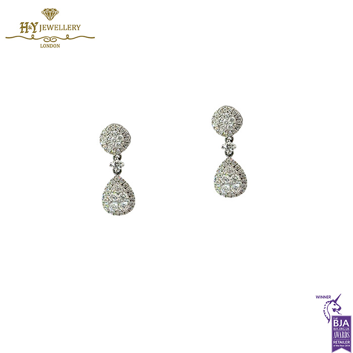 White Gold Brilliant Cut Diamond Earrings - 0.80ct-0