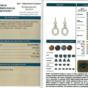 White Gold Brilliant Cut Diamond Earrings - 2.48ct-17221