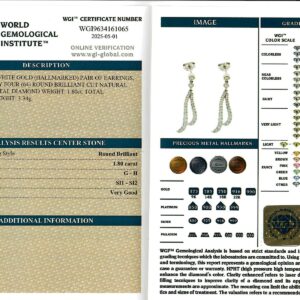 White Gold Brilliant Cut Diamond Earrings - 1.80ct-17222