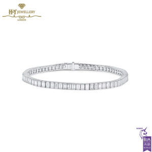 White Gold Emerald Cut Diamond Tennis Bracelet - 6.83ct-0